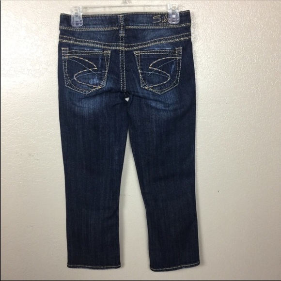 Silver Distressed Skinny Aiko Cropped Capri Jeans Size 25 Like New SALE - Picture 3 of 8